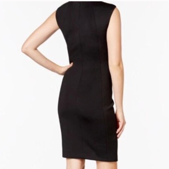 Calvin Klein Scuba Sheath Dress - Black w/Python Print Front Panel Size 2 - Picture 3 of 11